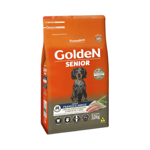 RAÇÃO GOLDEN FÓRMULA CÃES SÊNIOR PORTE PEQUENO FRANGO E ARROZ MINI BITS 3KG