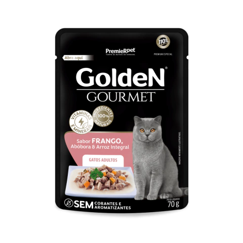 Ração Úmida Sachê PremieR Pet Golden Gourmet Gatos Adultos Sabor Frango 70g
