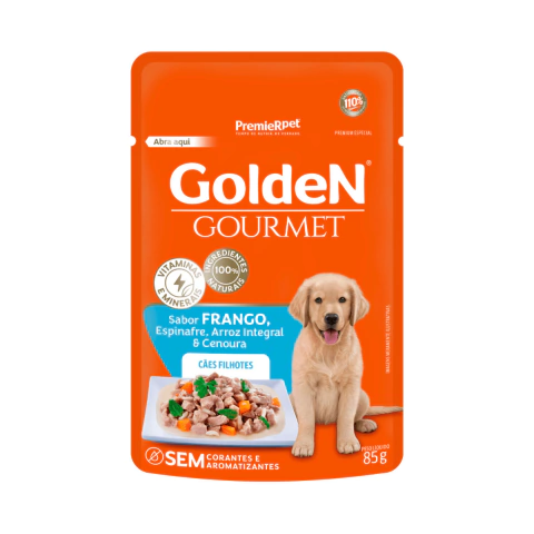 Ração Úmida Sachê Golden Gourmet Cães Filhotes Sabor Frango 85g