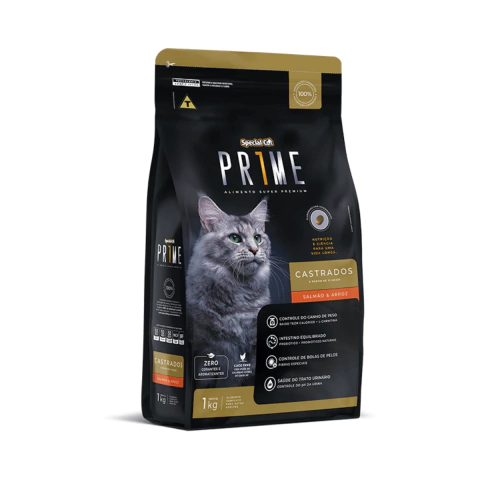 RAÇÃO SPECIAL CAT PRIME GATOS ADULTOS CASTRADOS SABOR SALMÃO E ARROZ 3KG