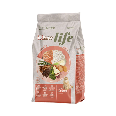 Ração Quatree Life Salmão E Arroz Gatos Castrados 10,1kg