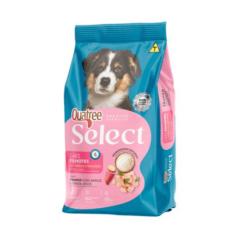 Ração Quatree Select Cães Filhotes Raças Médias e Grandes – Frango com Arroz e Batata-Doce 15KG