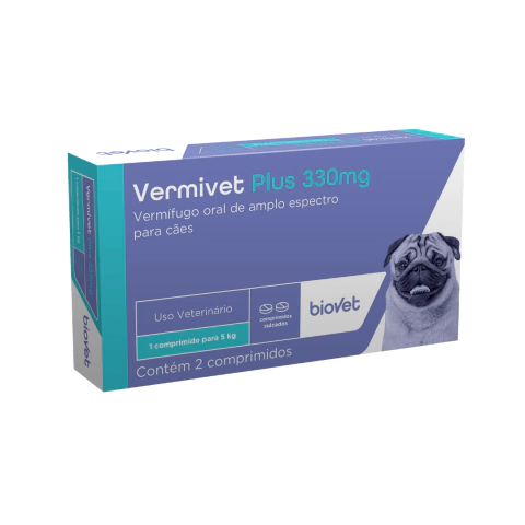 Vermífugo Biovet Vermivet Plus 330 mg Cães 1 comprimido