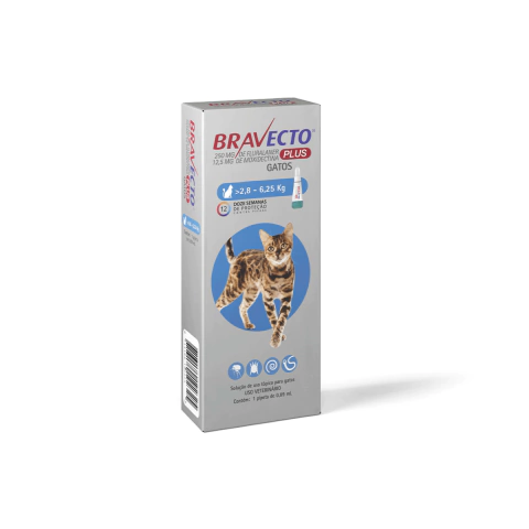 BRAVECTO ANTIPULGAS, SARNA E VERMES PLUS GATOS DE 2,8KG A 6,2KG