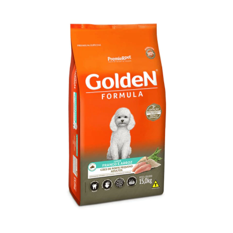 Ração Golden Fórmula Cães Adultos Porte Pequeno Sabor Frango Mini Bits 15kg