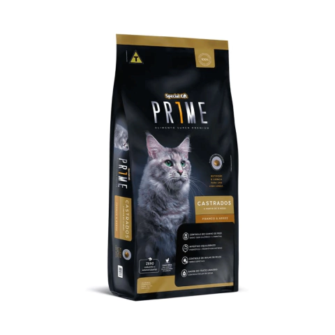 RAÇÃO SPECIAL CAT PRIME GATOS ADULTOS CASTRADOS SABOR FRANGO E ARROZ 3KG