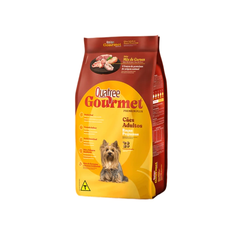 Ração Quatree Gourmet Cães Adultos Raças Pequenas Sabor Peixe, Carne E Frango 10,1 Kg