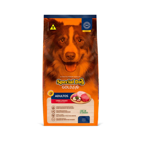 RAÇÃO SPECIAL DOG GOLD LIFE CÃES ADULTOS SABOR CARNE E FRANGO COM BATATA DOCE 15KG
