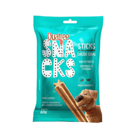 Snack Petisco Quatree Cães Adultos Porte Pequeno Sabor Menta 60 g