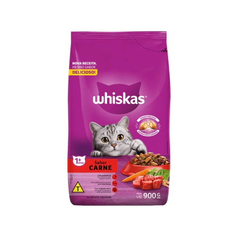 RAÇÃO WHISKAS GATOS ADULTOS SABOR CARNE 10,1KG