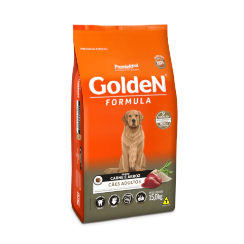 Ração Golden Fórmula Cães Adultos Carne e Arroz 15kg