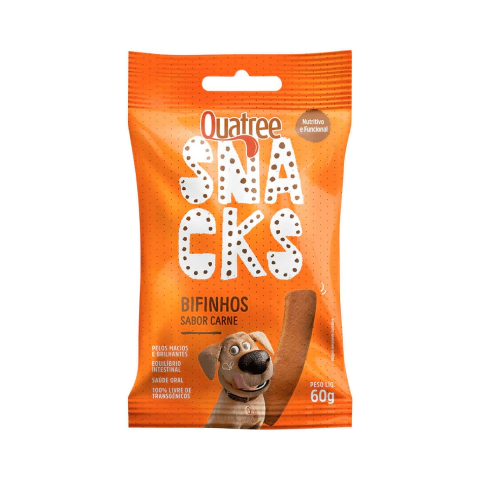 Petisco Snack Bifinhos Quatree Cães Sabor Carne 60 g