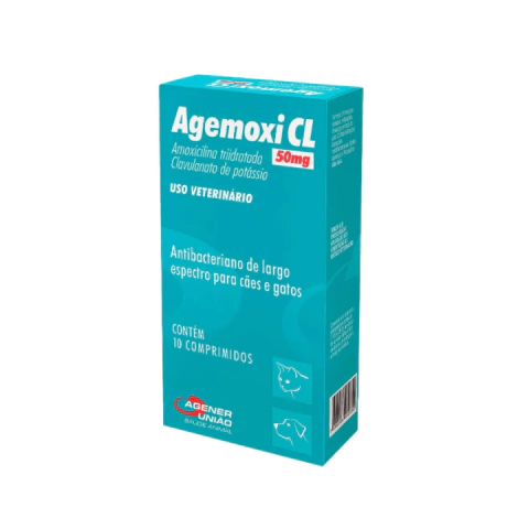 Antimicrobiano Agemoxi CL 50mg Cães e Gatos 10 comprimidos