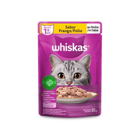 Ração Úmida Whiskas Sachê Frango ao Molho Gatos Adultos 85g