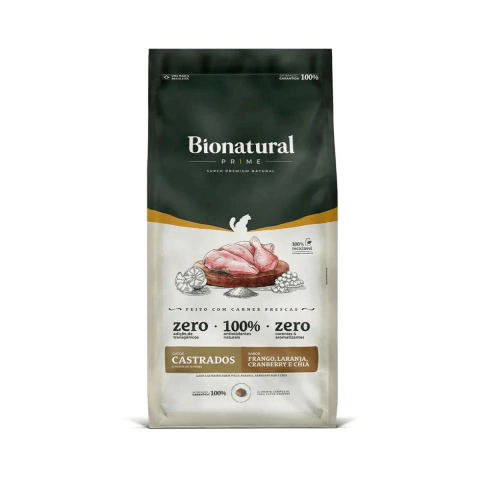 RAÇÃO BIONATURAL PRIME GATOS CASTRADOS 1,5KG FRANGO