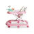 Andador caminador para bebé modelo Duck 5811 en color rosa, con bandeja de juegos y asiento acolchado con estampado de arcoíris.