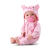 Muñeca bebé New Born con pijama rosada y chupete, ideal para niñas y niños pequeños. Juguete recomendado para edades de 2 a 7 años.