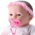 Muñeca bebé recién nacida de la colección New Born Divertoys con chupete rosa y vincha rosada, ideal para juegos de cuidado infantil.