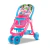 Cochecito de muñecas Divertoys color rosa y celeste con asiento removible y canasto inferior, ideal para juego infantil.