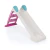 Tobogán infantil plegable acuático de plástico, 3 niveles, colores blanco, rosa y celeste, apto para interior o exterior. Puede utilizarse con agua para deslizarse.