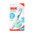 Cepillo dental NUK para bebés a partir de 12 meses, con protector y cerdas suaves, en su empaque original.