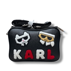 Bolso Crossbody Karl Lagerfeld Negro (Peluche Blanco Rojo) - comprar en línea