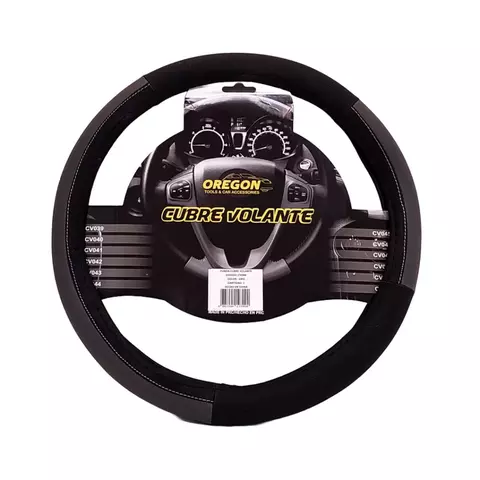 CUBRE VOLANTE MODELO LEMANS NEGRO / CELESTE CUERO SINTETICO CV051