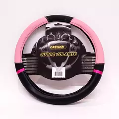 CUBRE VOLANTE MODELO NASCAR CUERO SINTENTICO NEGRO / ROSA 38 CV059