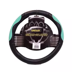 CUBRE VOLANTE MODELO INDIANAPOLIS 500 CUERO SINTENTICO NEGRO / VERDE AGUA CV073