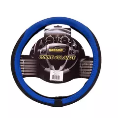 CUBRE VOLANTE MODELO TC2000 CUERO SINTENTICO NEGRO / CELESTE CV078