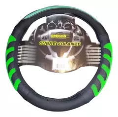 CUBRE VOLANTE MODELO GRAND PRIX CUERO SINTENTICO NEGRO / VERDE AGUA CV094