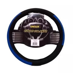 CUBRE VOLANTE MODELO LEMANS NEGRO / AZUL CUERO SINTETICO 38*8.2CM CV047