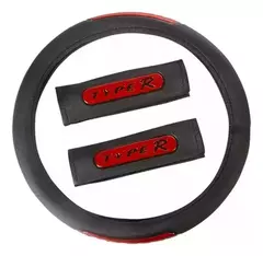 CUBRE VOLANTE IAEL Y CUBRE CINTURON NEGRO/ROJO CV-018R