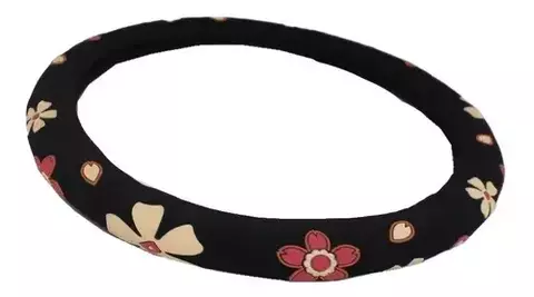 CUBRE VOLANTE IAEL C/FLORES SIMIL CUERO C/GOMA 38CM, LADY COVER CV-031