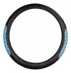 CUBRE VOLANTE IAEL NEGRO CON RED TURQUESA CV-036TU