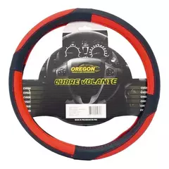 CUBRE VOLANTE CUERO SINTENTICO PREMIUM NEGRO Y ROJO 38CM CV027