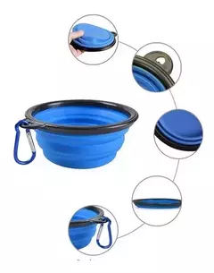 BOWL PARA MASCOTAS AZUL CON GANCHO PELGABLE DIAMETRO 12.5 CM ALTURA 5 CM PET001BLUE