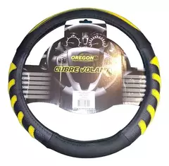 CUBRE VOLANTE MODELO GRAND PRIX CUERO SINTENTICO NEGRO / AMARILLO CV091
