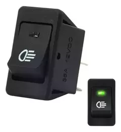 LLAVE RECTANGULAR 1 PUNTO, P/FAROS AUXILIARES C/LOGO Y LED TESTIGO EE-018 COLORES VARIOS