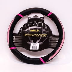 CUBRE VOLANTE MODELO DAYTONA CUERO SINTENTICO NEGRO / ROSA 38 CV105