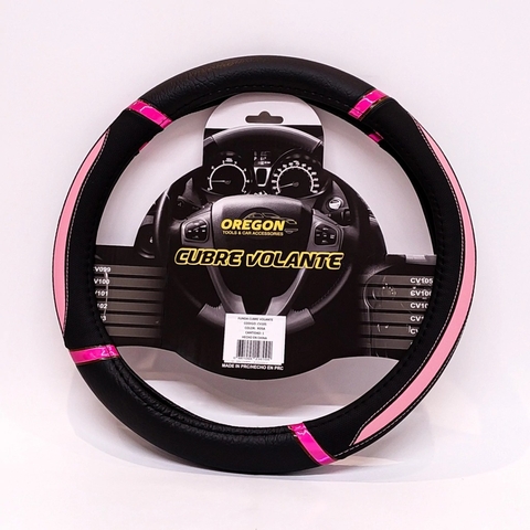 CUBRE VOLANTE MODELO DAYTONA CUERO SINTENTICO NEGRO / ROSA 38 CV105