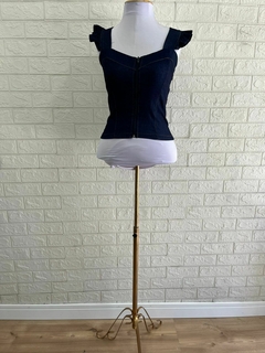 Cropped de alça com babado em bengaline - DR MODAS FEMININA- atacado e varejo de moda femininafeminina