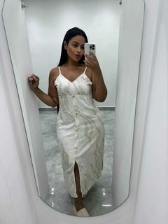 Vestido longuete em linho jacquard - loja online