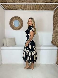 Vestido midi em viscose com linho - comprar online