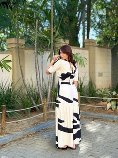 Vestido longo manga ciganinha em viscose na internet