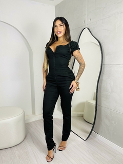 Macacão manga ciganinha com zíper frontal em linho - DR MODAS FEMININA- atacado e varejo de moda femininafeminina