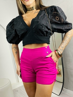 Short em linho com elastano com botões no cós - DR MODAS FEMININA- atacado e varejo de moda femininafeminina