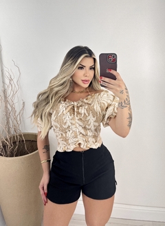 Cropped manga ciganinha em laise - comprar online