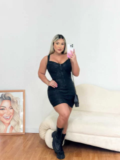 Vestido zíper frontal meia taça em bengaline - comprar online