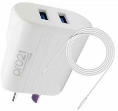 Cargador potenciado pro21 para iphone con 2 puertos y cable 3.1a - comprar online